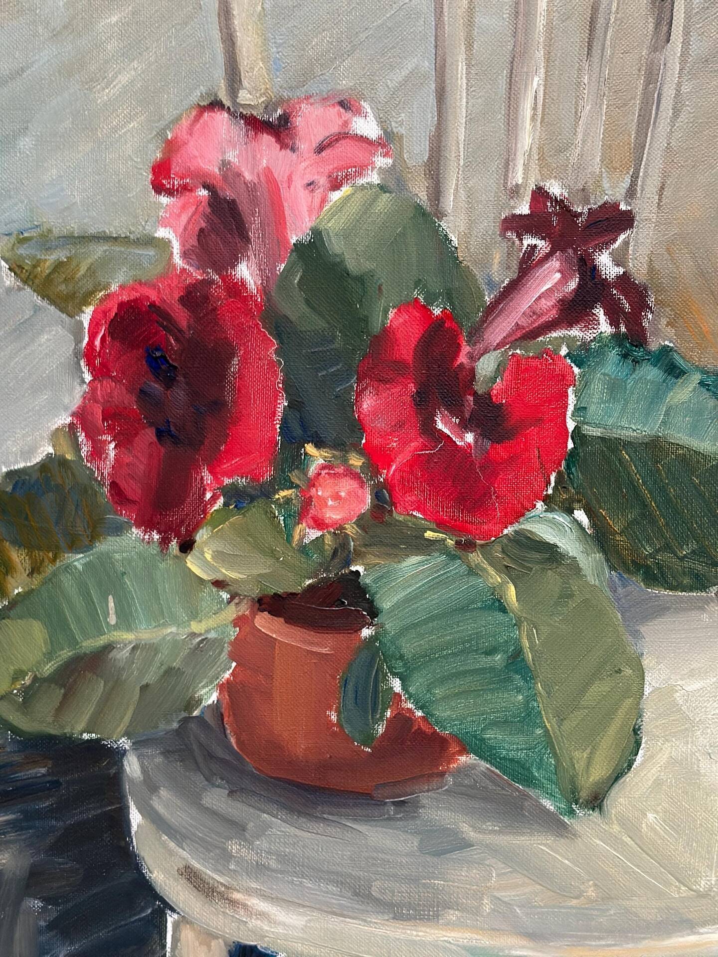 Huile sur toile originale suédoise – “Gloxinée” par Aina Engström