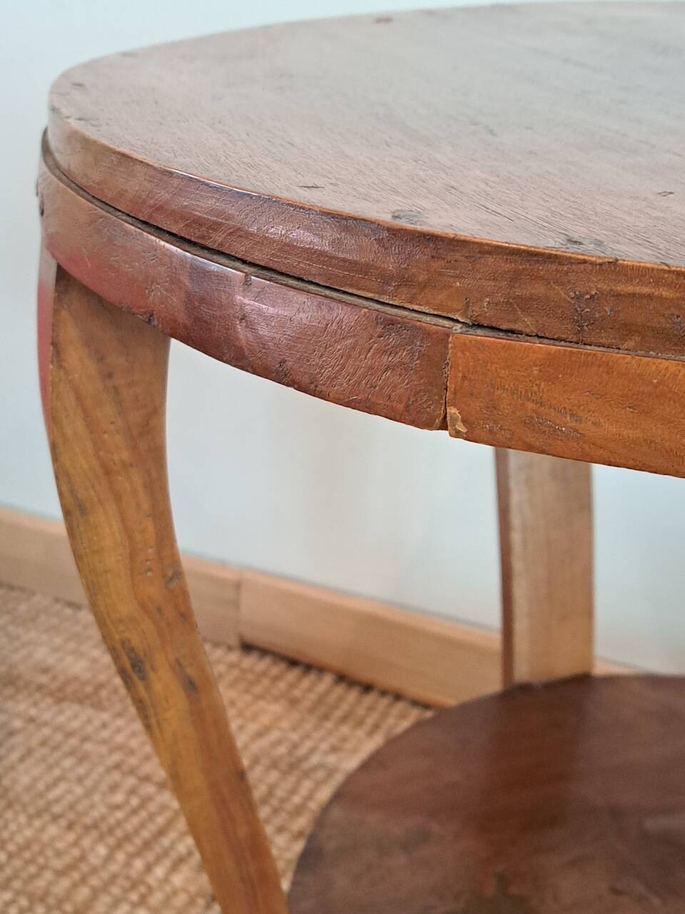 Art deco style solid wood double top side table