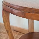 Table d'appoint double plateau en bois massif style art déco