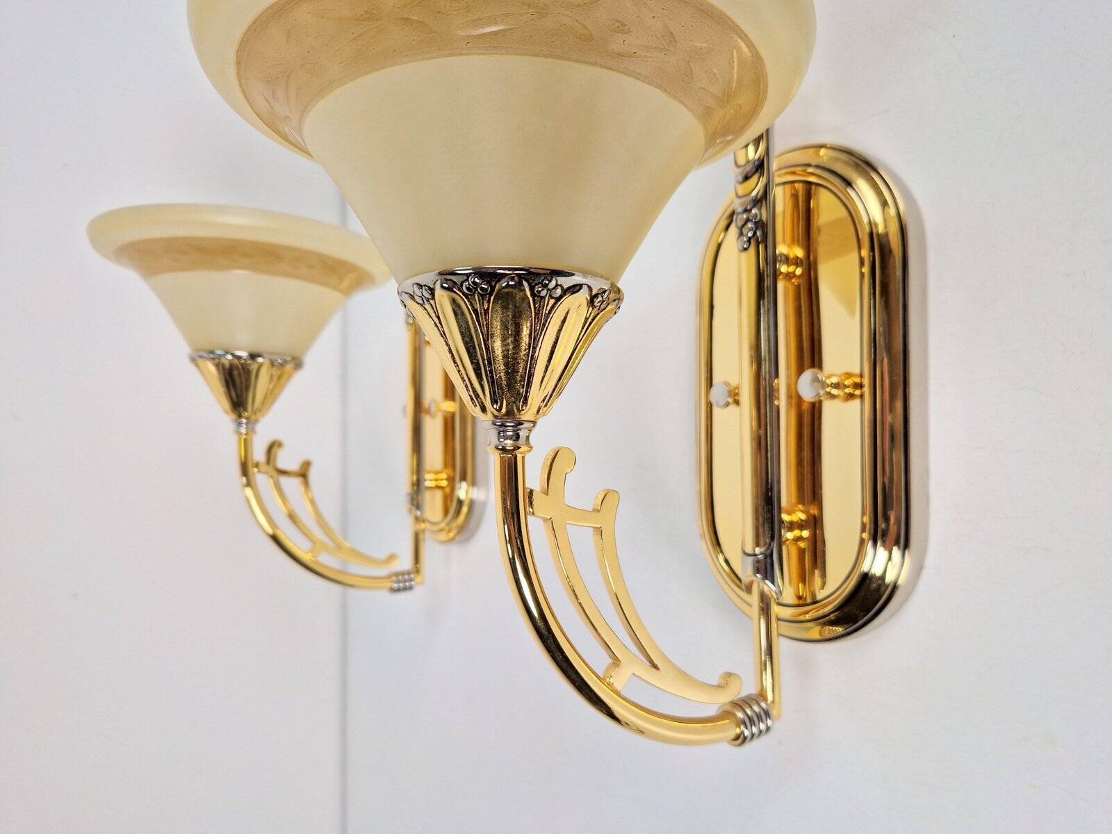 Art Nouveau Regency Brass Wall Lamps by Bejorama Lighting, Spain, 1970s, Set of 2