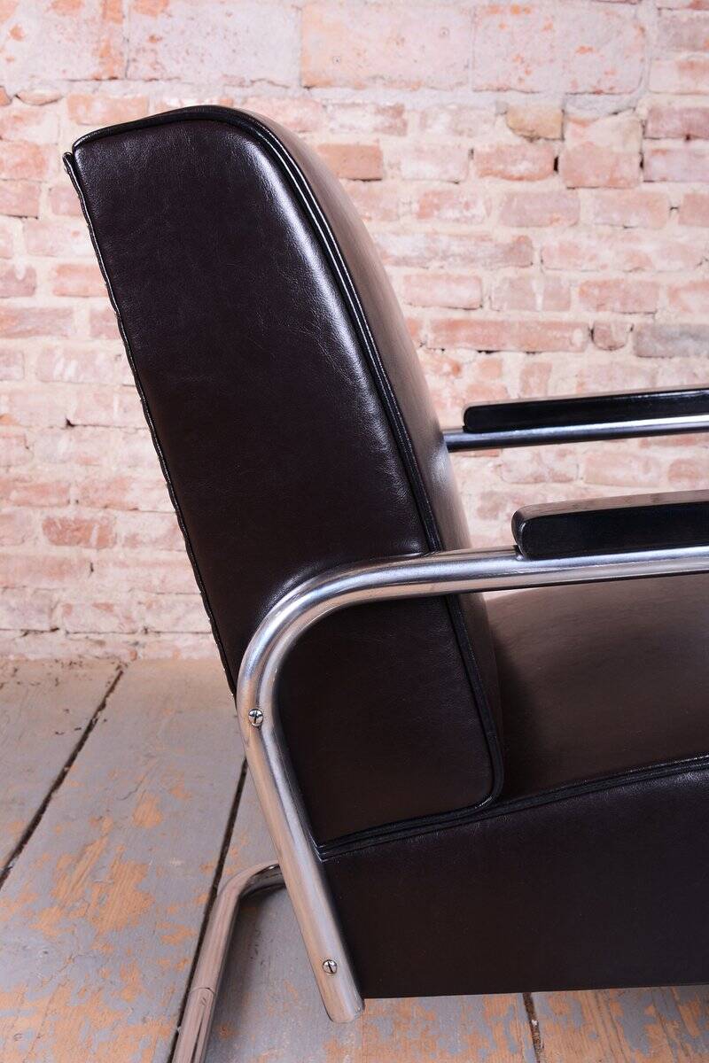 Bauhaus Leather Armchairs from Hynek Gottwald, Czech, 1930s, Set of 2