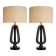 Pair of table lamps in patinated bronze with black granite bases