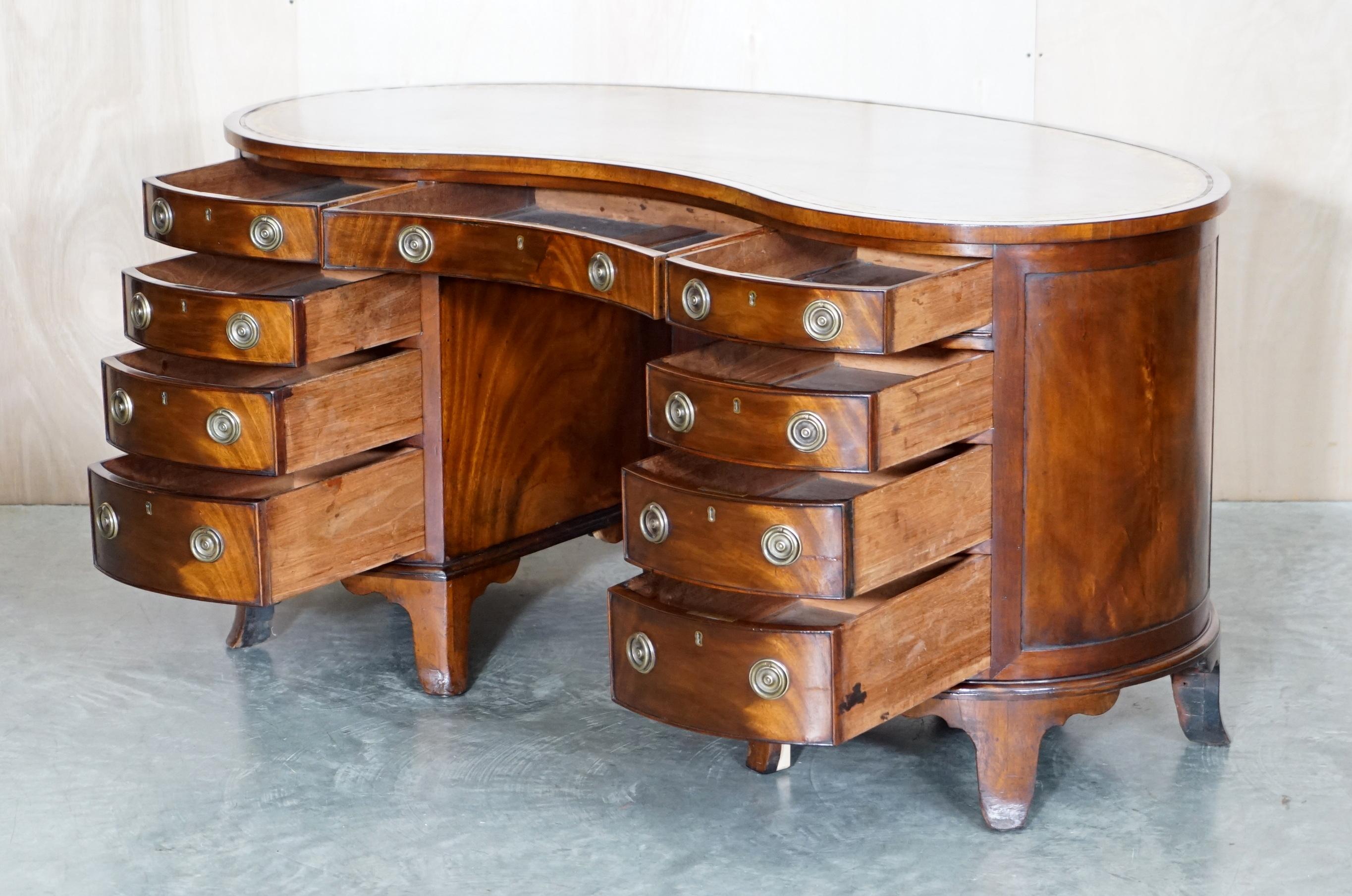 Victorian desk with leather top, restored.