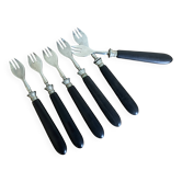 Set of 6 oyster forks from the 19th century in ebony wood.