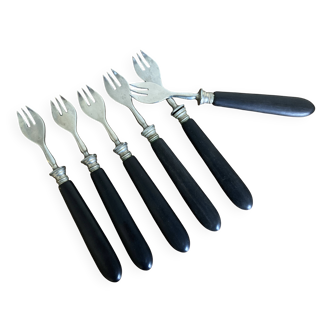 Set of 6 oyster forks from the 19th century in ebony wood.