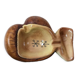 Cendrier vintage porcelaine cuir