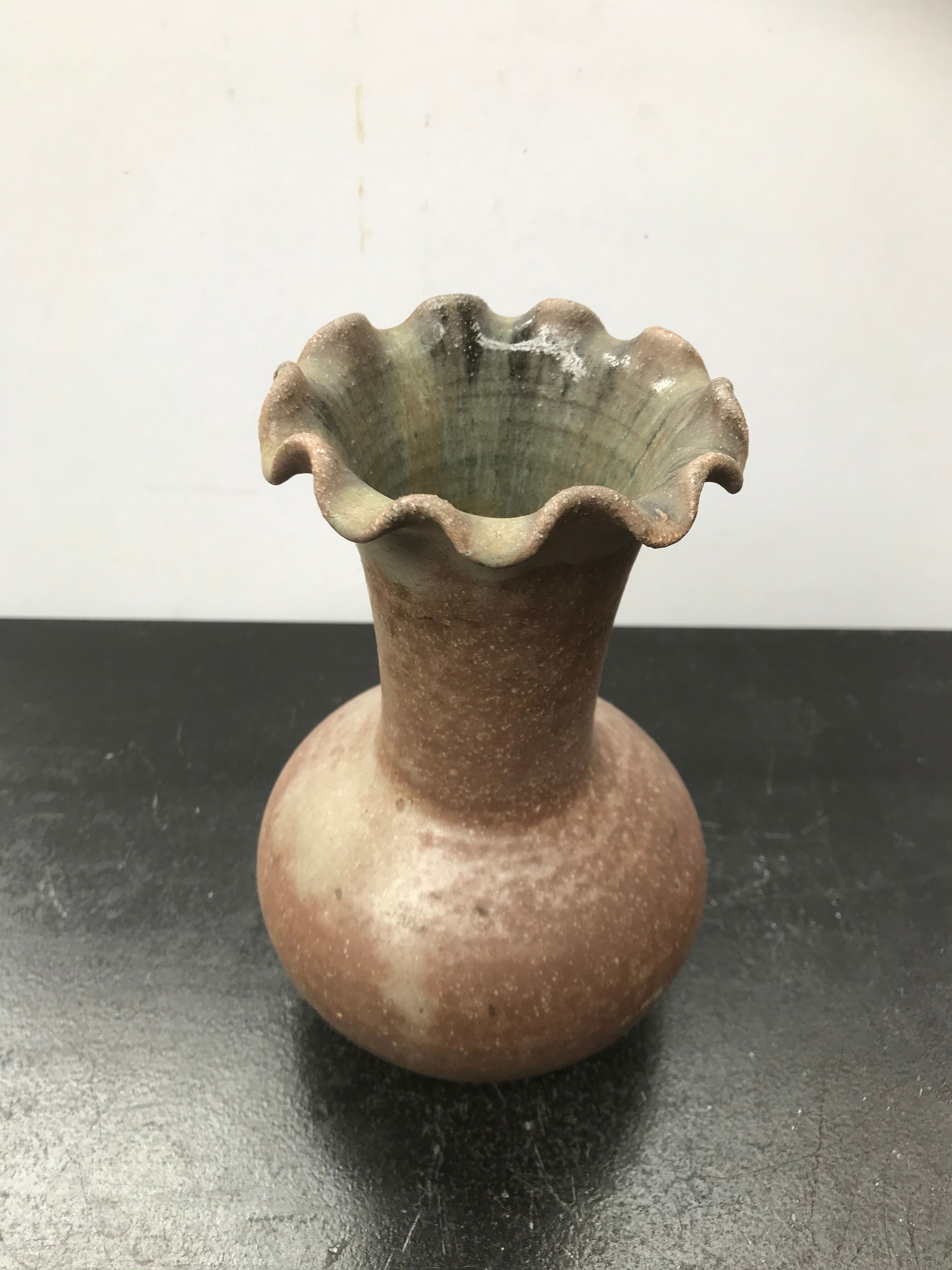 Former vase ball Accolay ceramics brown col corolle vintage