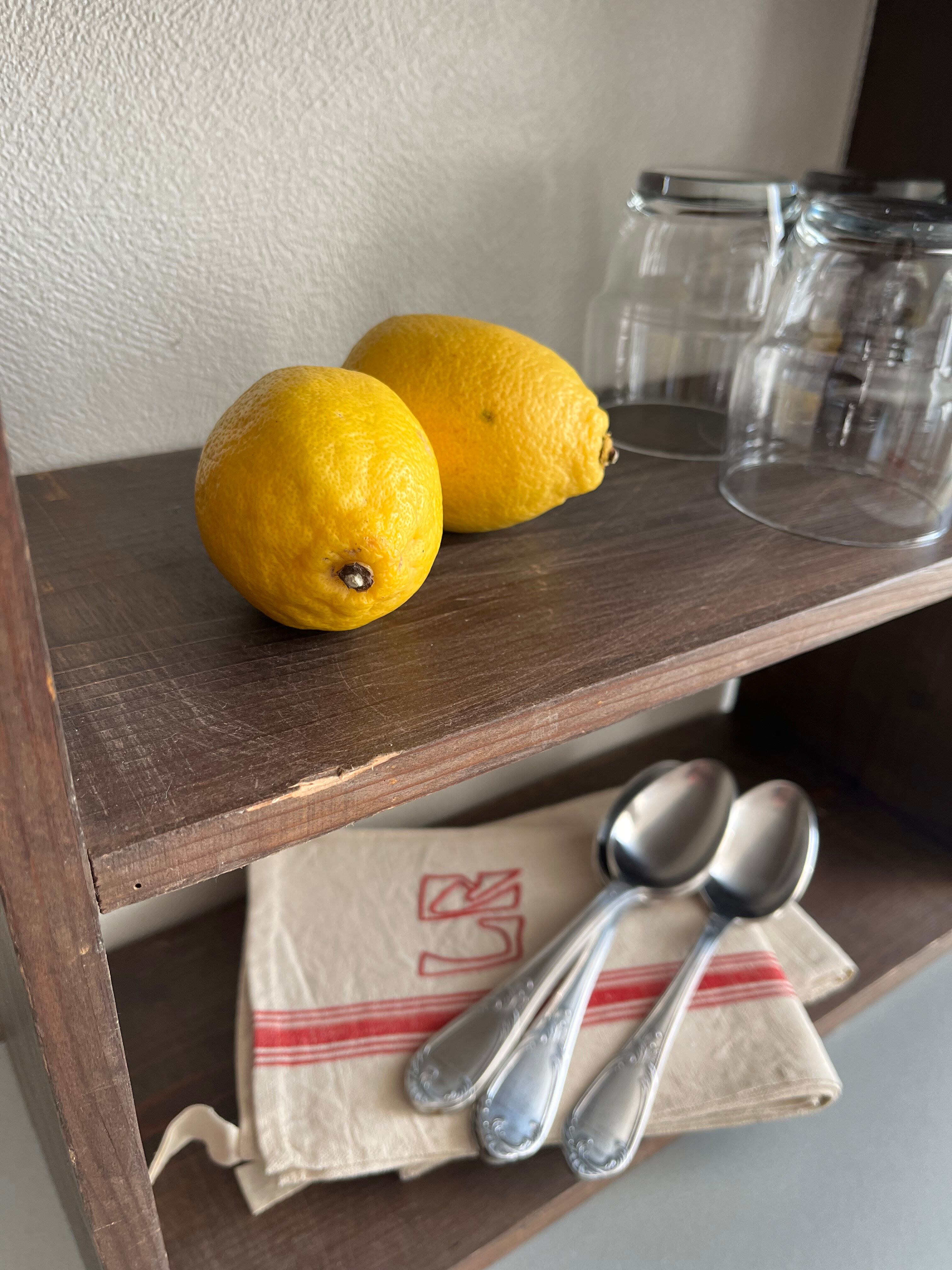 Patinated wood shelf