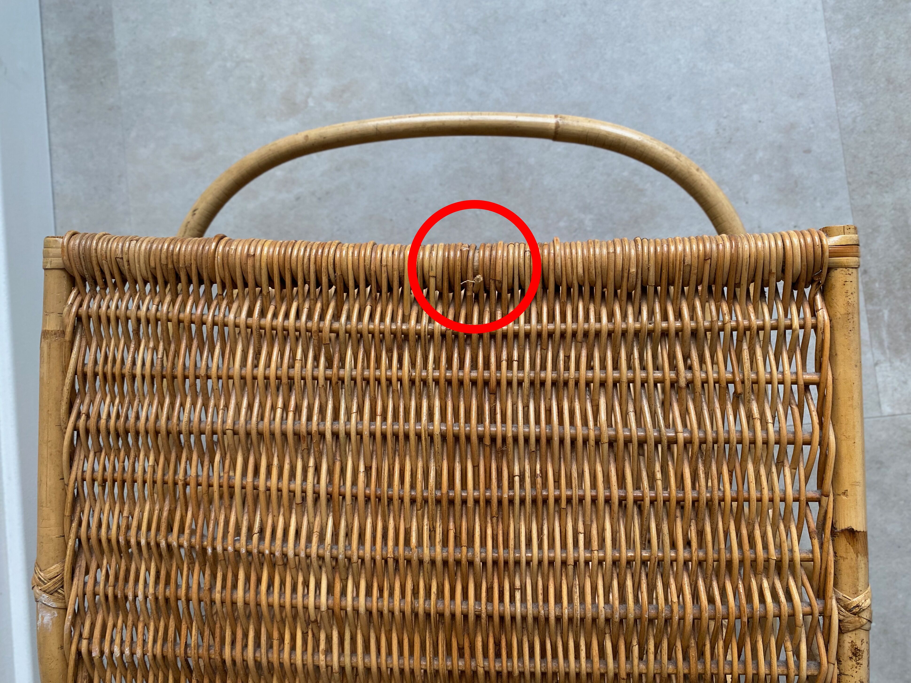 Vintage rattan / wicker magazine rack, magazine basket