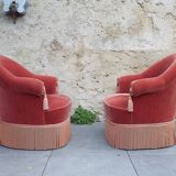 Paire de fauteuils crapaud velours
