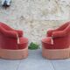 Paire de fauteuils crapaud velours