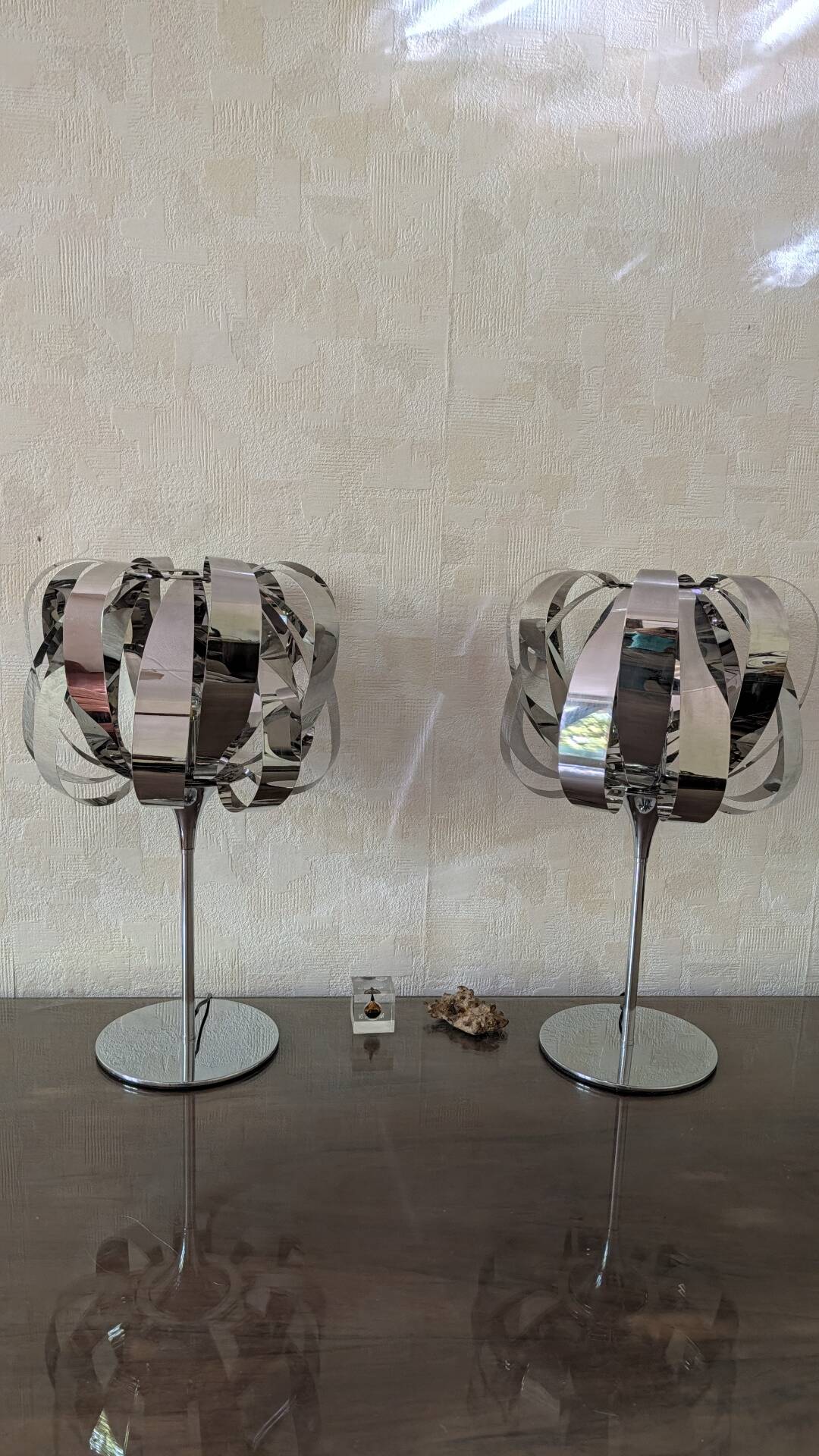 Paire de lampes eres chrome – seylumière– design space age