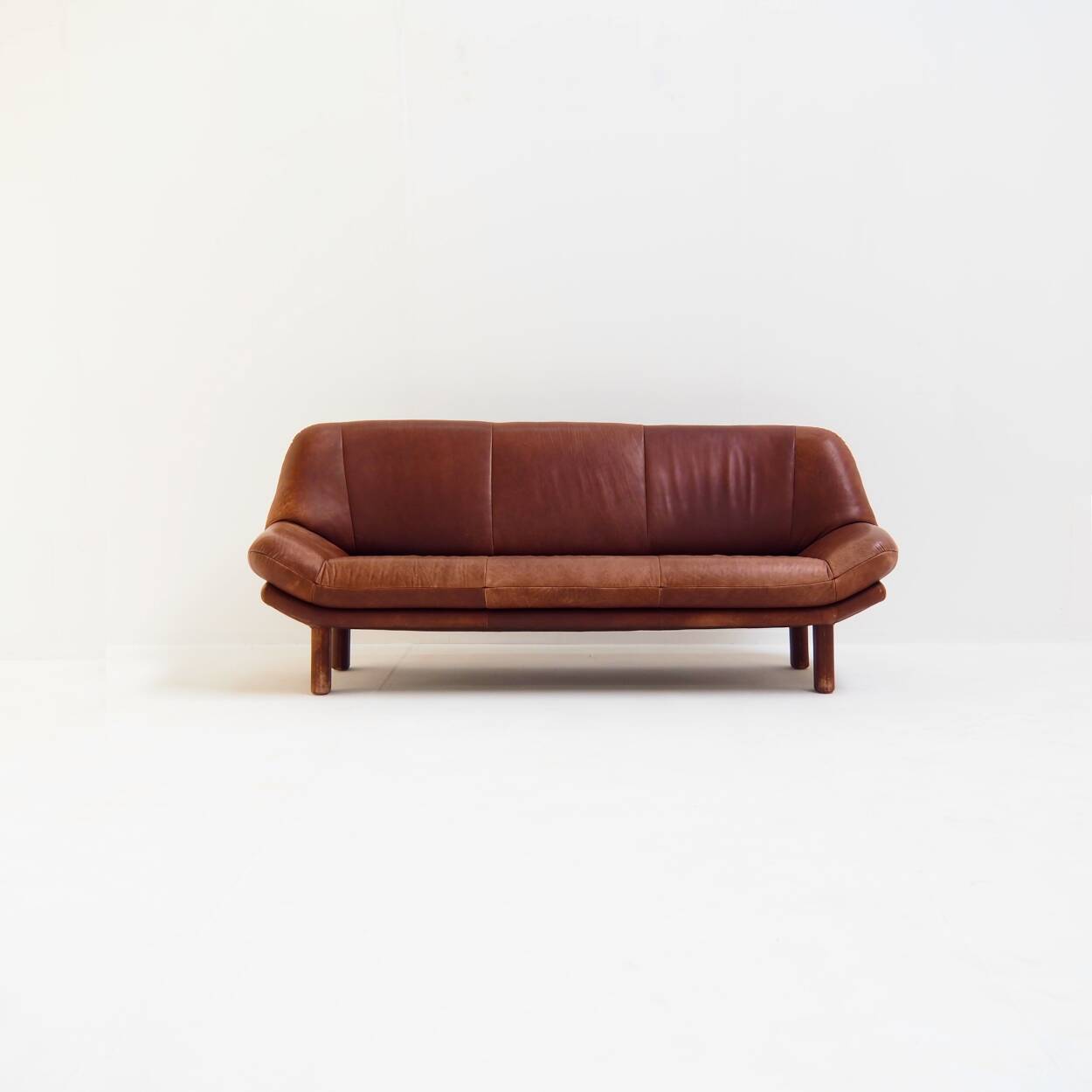 3-Seater Sofa with Great Patina in Brown Leather Upholstery
