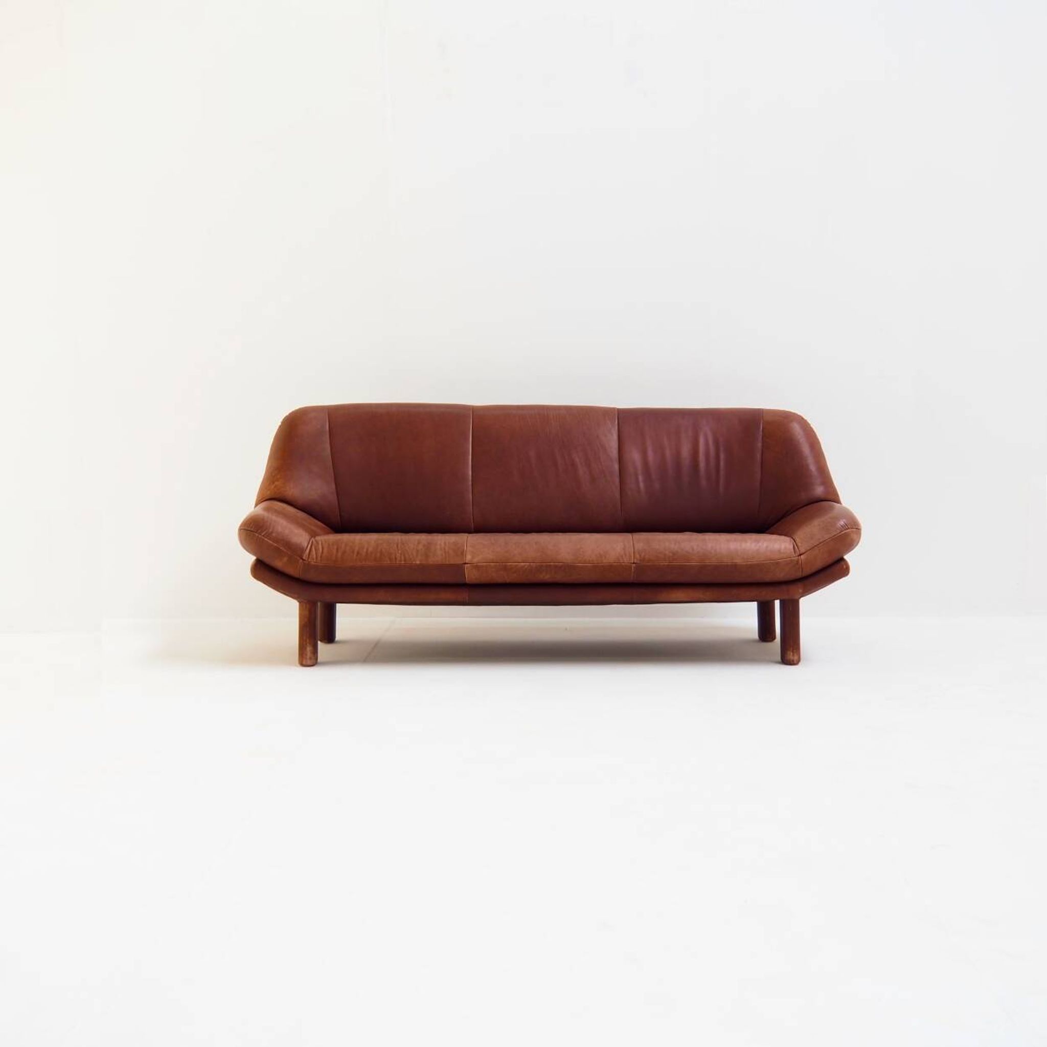 3-Seater Sofa with Great Patina in Brown Leather Upholstery