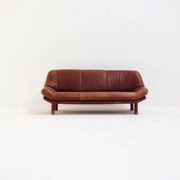 3-Seater Sofa with Great Patina in Brown Leather Upholstery