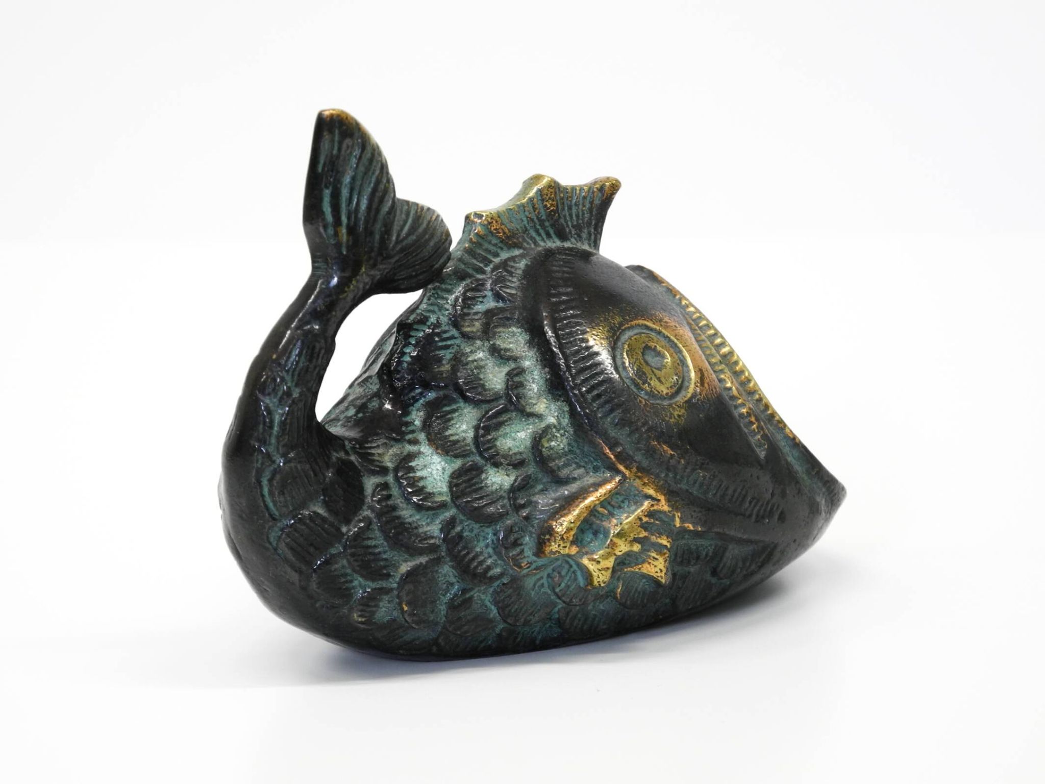 Mid Century bronze table or hand fish ashtray by Walter Bosse