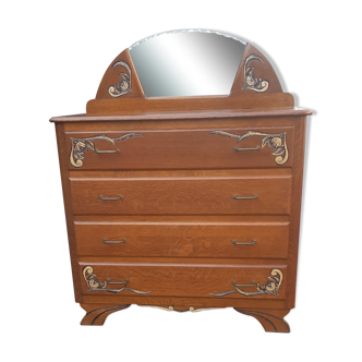 Art deco chest of drawers gilded oak 1930