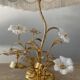 Vintage brass lamp with glass paste flower