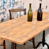 Antique bistro table with cast iron legs