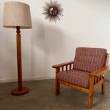 Old vintage Scandinavian design pine armchair from the 70s