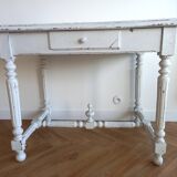Henri II style desk in painted wood with trompe-l'oeil marble