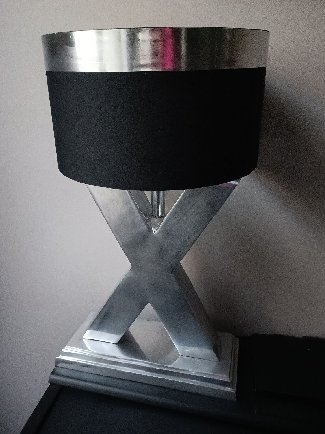 Lamp in X, cross, steel, design