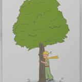 Antoine de Saint-Exupéry: Ecology, The Little Prince watches over the trees, lithograph