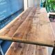 Steel and wooden shelf on wheels