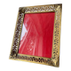 Vintage metal frame in gold colored brass 29.5 cm x 23 cm convex glass