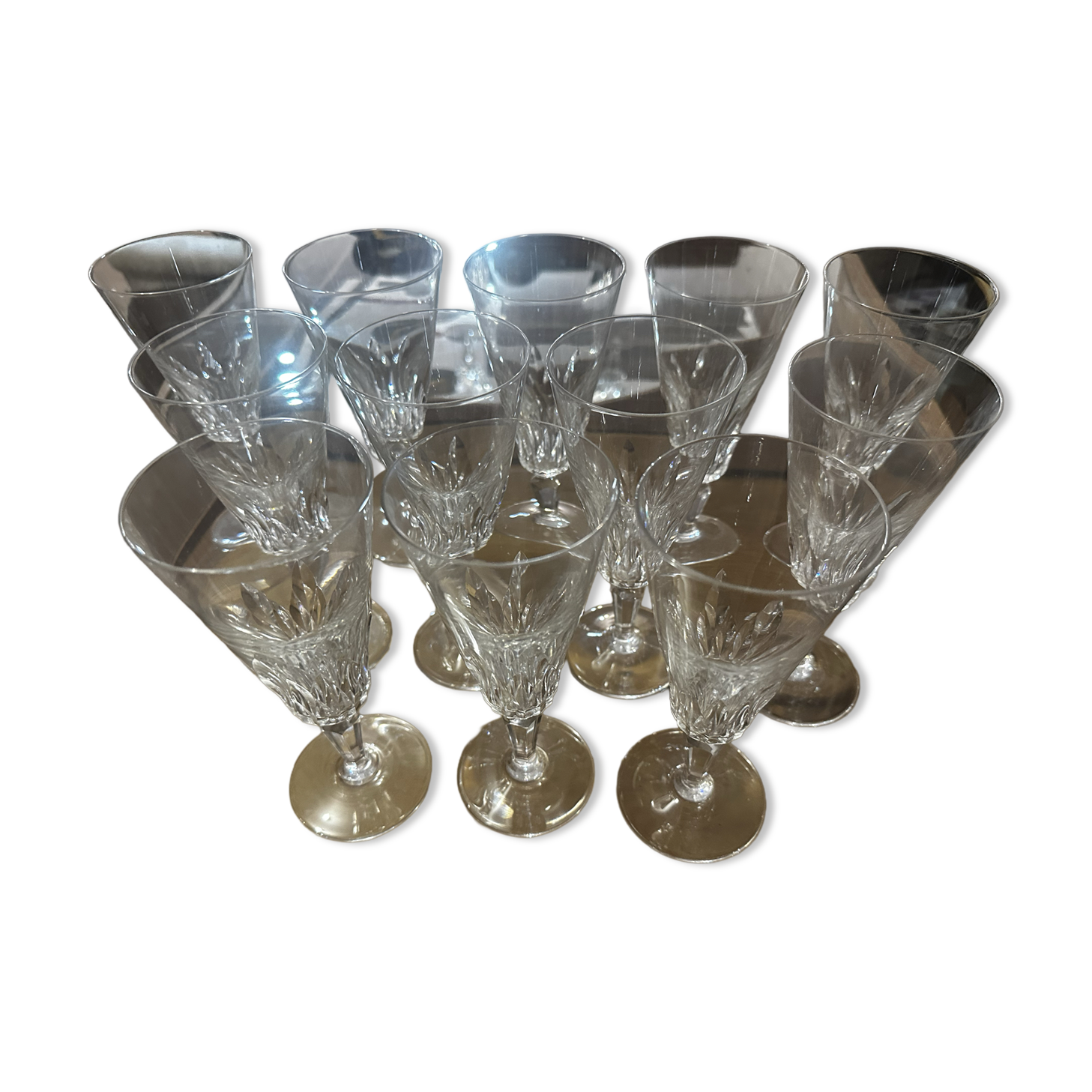 12 Baccarat champagne flutes model Carcassonne - stamped