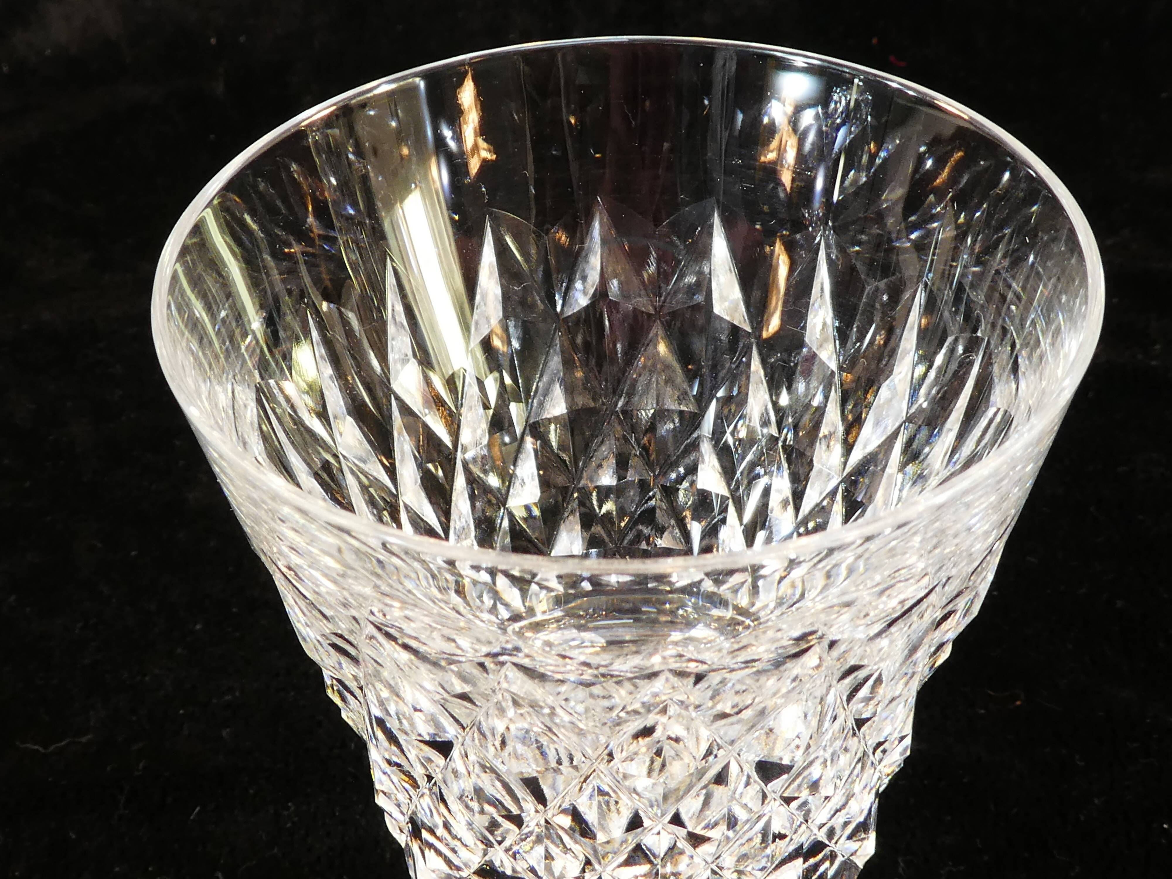 9 water glasses in crystal cut with diamond tip cristallerie de lorraine