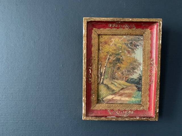 Old impressionist painting, autumn forest, framed, signed, late 19th century