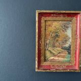 Old impressionist painting, autumn forest, framed, signed, late 19th century