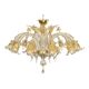 Opulent Gold and Clear Murano Glass Chandelier with Flowers and Leaves