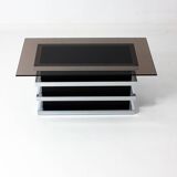 Table basse vintage noire et chromée par Belgo Chrom, 1970