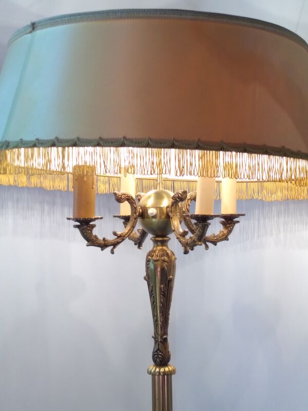 Lampadaire bronze doré tripode 4 feux