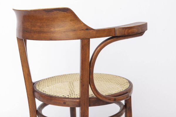 Chaise de bureau vintage en bois courbé, chaise autrichienne des années 1950, milieu du siècle