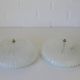 Set of 2 vintage hand blown ice glass wall sconces / pair of flush mount ceiling lights