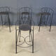 Tabourets de bar vintage en fer forgé et rotin, ensemble de 4 - années 1970