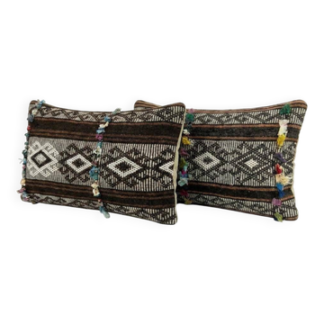 Set of 2 vintage kilim cushion covers 38x61 cm