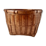 Cache pot en rotin et osier années 70