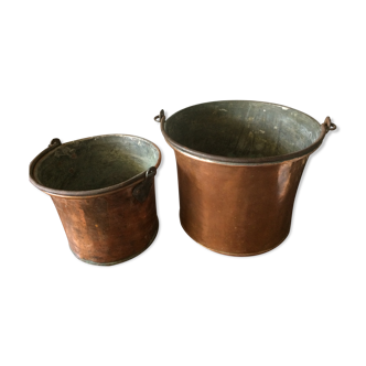 Set of 2 copper pots