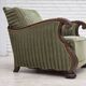1950s, Danish relax armchair, green furniture velour, carved oak wood.