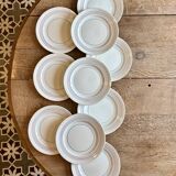 Set of 10 vintage flat plates in semi-porcelain Céranord.