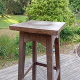 High stool in solid oak, brutalist style, circa 1950/60