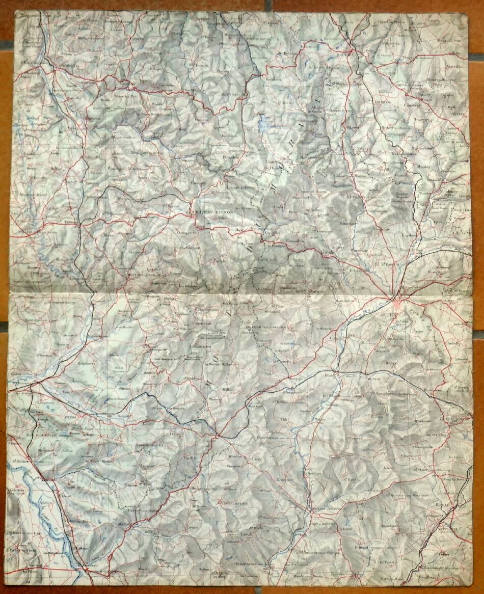 Carte ancienne région Autun Château Chinon