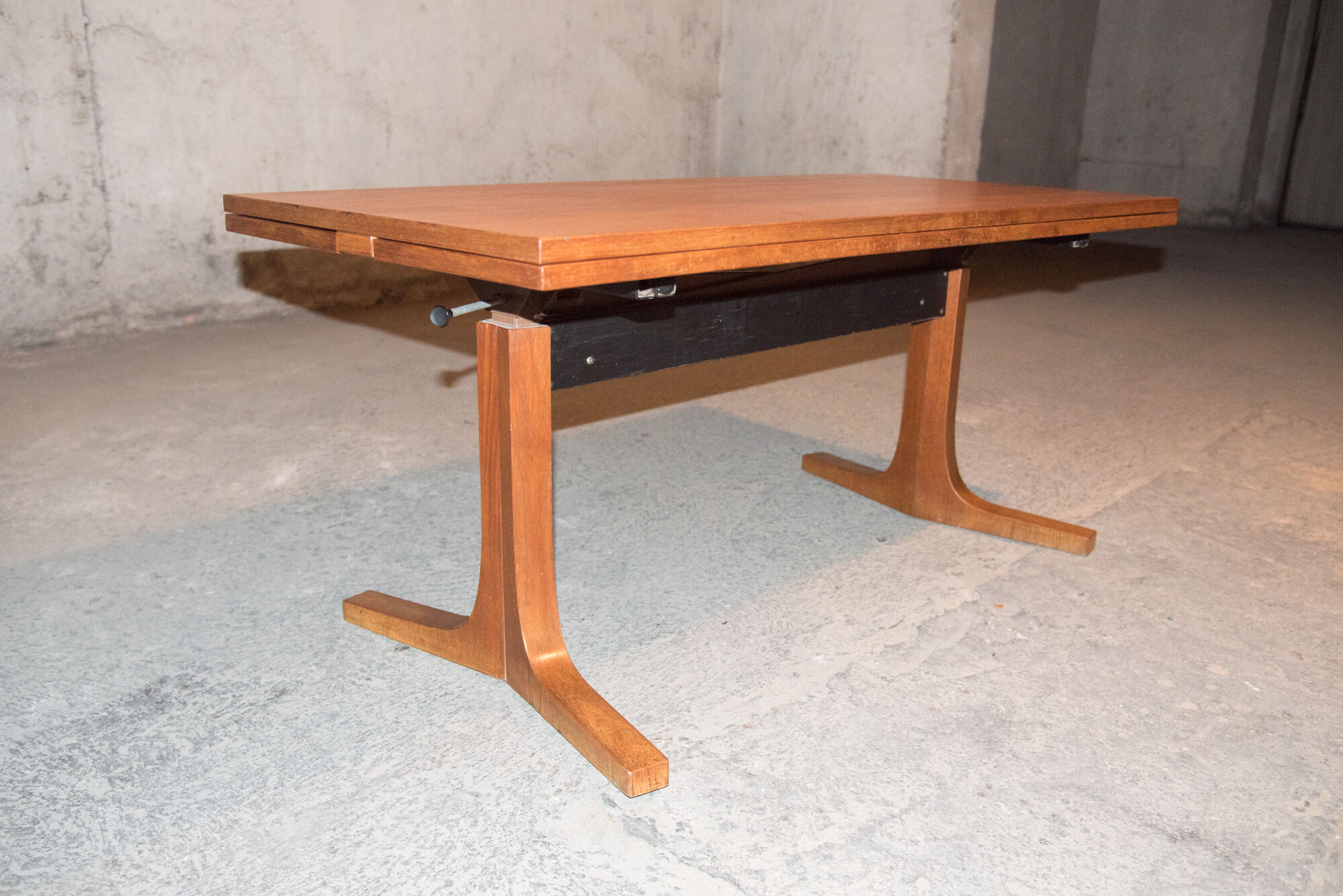 Table basse transformable teck années 60