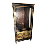 Large Asian Showcase in Black and Gold Lacquer - Display Cabinet