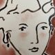 Painting signed Chinese ink and pastel female portrait “study”