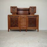 Buffet haut art and craft Art déco français en bois blond 1950 1960